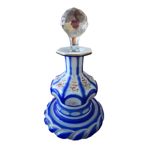 Antique Moser Bohemian Glass Translucent Opaline Overlay Bottle