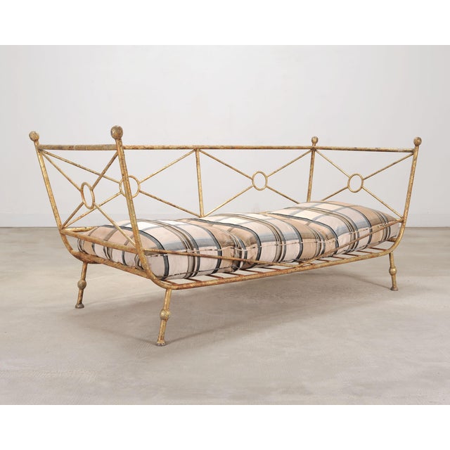 Giacometti Style Neoclassical Gilt Iron Daybed or Sofa 7 Ft For Sale - Image 11 of 18