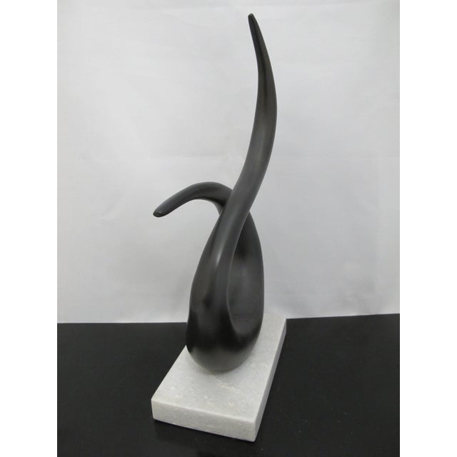 Mid-Century Modern Interlude Home Modernist Twist Metal Sculpture on Marble Base For Sale - Image 3 of 11