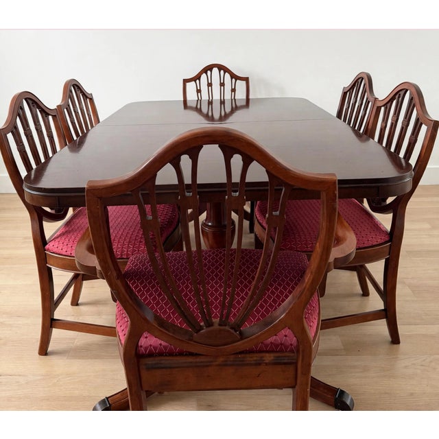 Wood 1949 Drexel "New Travis Court" Mahogany Dining Table & 8 Thomasville Chairs For Sale - Image 7 of 12