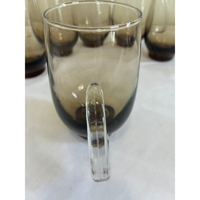 Glass 1970s Mid-Century Modern Libbey “Tempo” Smoked Ombre Glass Mugs – Set of 6 For Sale - Image 7 of 11