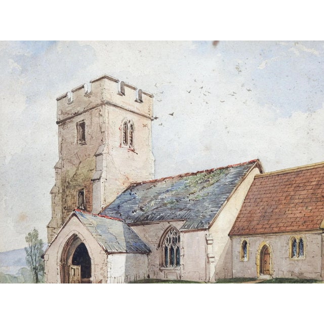 English 19th Century Clatworthy Church Watercolor Painting For Sale - Image 3 of 6