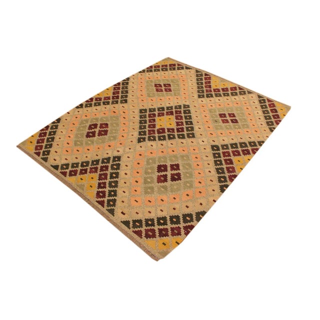 Tribal 1980s 1980s Rustic Kilim Tan Beige Wool Rug - 5'4" X 6'8" For Sale - Image 3 of 7