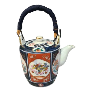 Vintage Japanese Hand Painted Floral Golden Imari Tea Pot