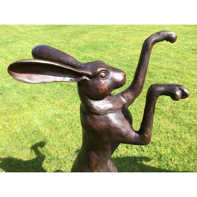 Large Cast Bronze Boxing Hares Sculptures For Sale - Image 4 of 9