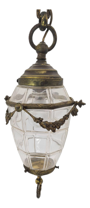 Vintage Brass and Beveled Glass Pendant Lamp, 1960s