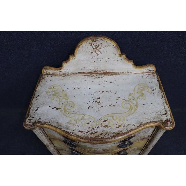 Cream Italian Style Painted Three Drawer Commode With Scenic Decoration For Sale - Image 8 of 18