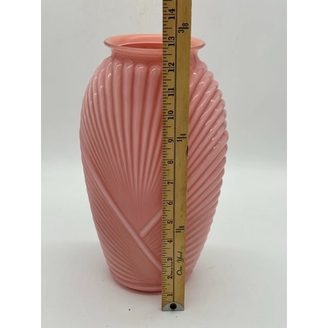 Glass Art Deco 1980's Pleated Draped Pink Glass Vase For Sale - Image 7 of 7