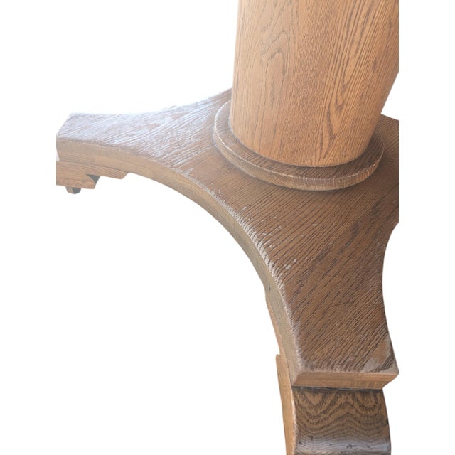 Antique Quarter Sawn Oak Pedestal Dining Table | Tiger Extension Table For Sale - Image 10 of 17