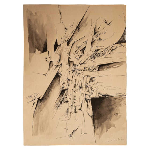 Italian Mid Century Abstract Modernist Ink & Watercolor Painting "Fragmentation" by Gio Pomodo, 1956ro, 1956 For Sale - Image 9 of 13
