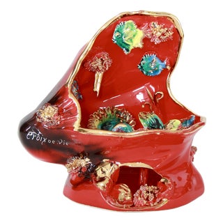Vintage Kitsch Ceramic Lamp from Vallauris, France, 1960s For Sale