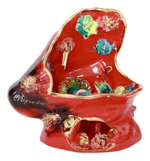 Vintage Kitsch Ceramic Lamp from Vallauris, France, 1960s