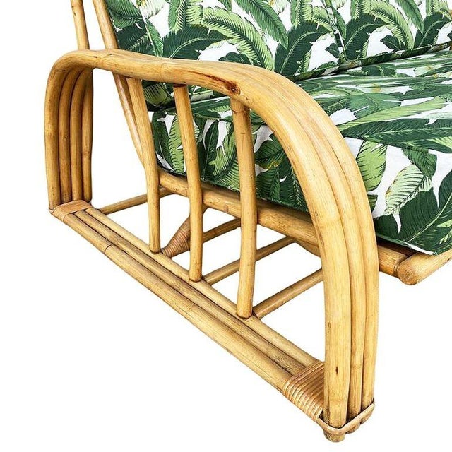 Wood Restored Rattan 3-Strand Sectional Settee Sofa by Paul Laszlo for Ficks Reed For Sale - Image 7 of 12