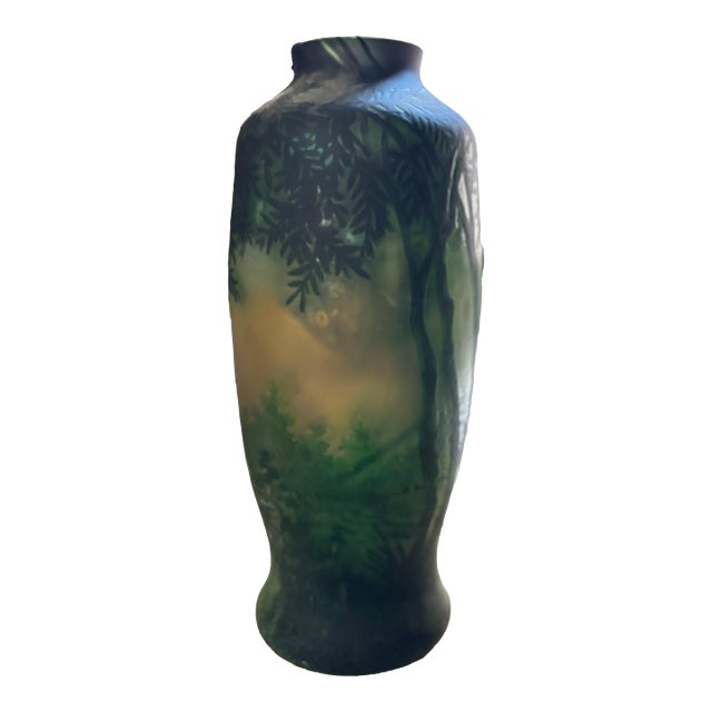Early 20th Century Drum Nancy French Cameo Glass Vase For Sale