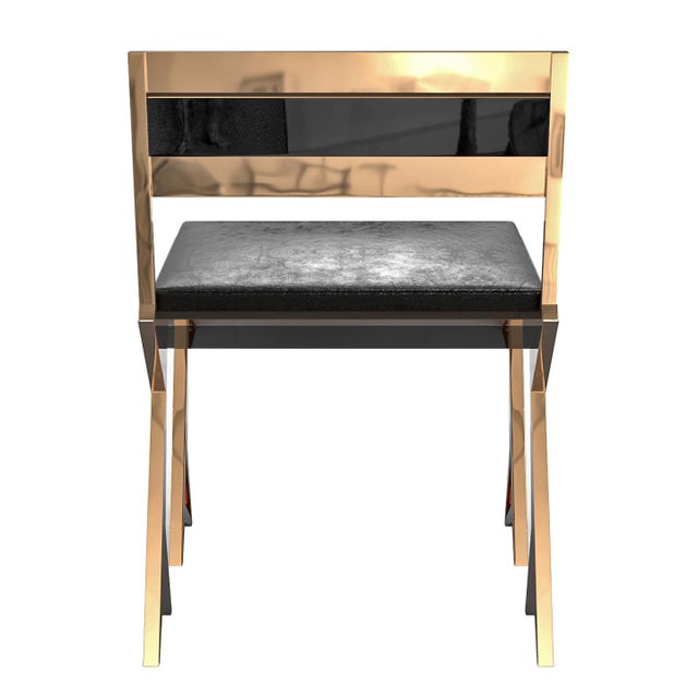 "Ispirazione" Chair With Bronze and Stainless Steel Details For Sale - Image 4 of 6