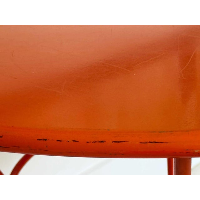 Late 20th Century Center Table Round Vintage Enameled Orange Metal For Sale - Image 5 of 9