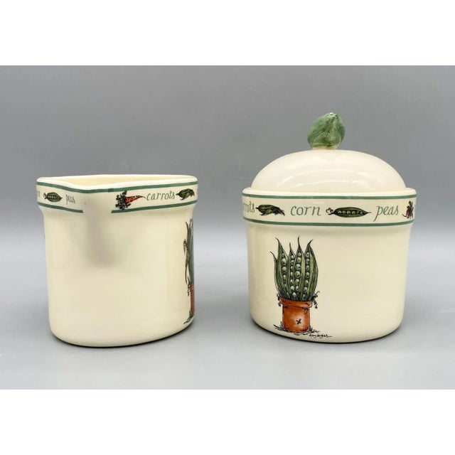 1990's Otagiri Ceramic Vegetable Gardening Sugar and Creamer Set For Sale - Image 12 of 13