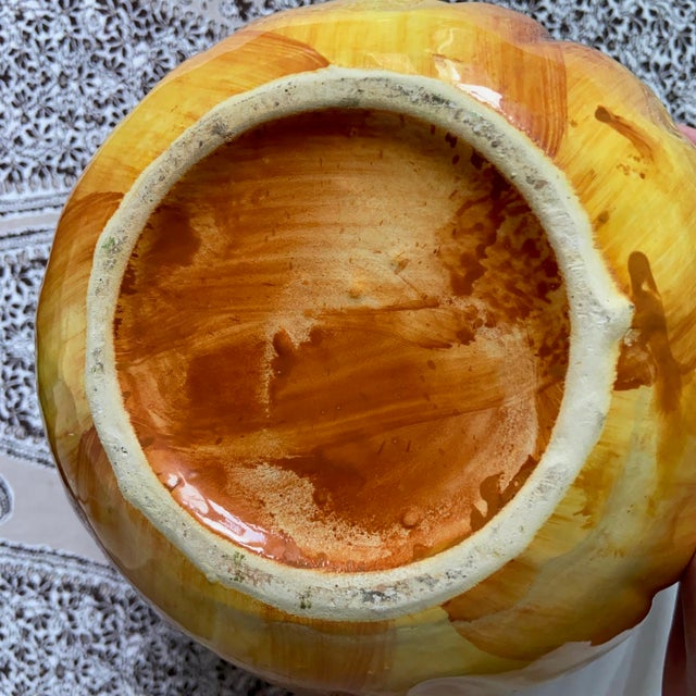 Forest Green Majolica Ceramic Glazed Melon Pitcher, 1960s For Sale - Image 8 of 9