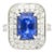 Gia Certified 6 Carat Emerald Cut No Heat Burma Blue Sapphire & Diamond Ring For Sale