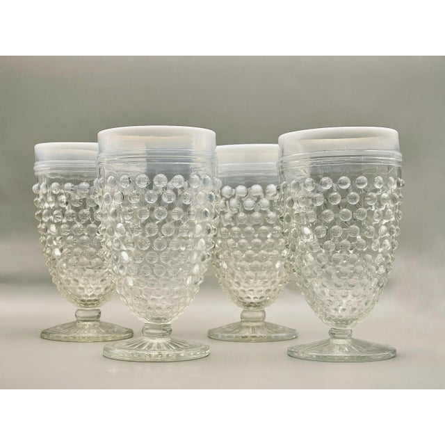 Fenton Art Glass Company Mid 20th Century Fenton Opalescent Hobnail Footed Glasses- Set of 4 For Sale - Image 4 of 9