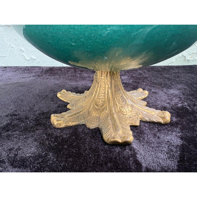 Metal Vintage Israeli Brass & Enameled Pedestal Bowl “God Bless Our Home – Jerusalem”, Circa 1960s For Sale - Image 7 of 11