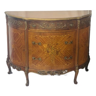20Th Century French Demilune Commode With Inlay For Sale
