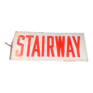 Antique 1929 Steere & Sons Industrial Porcelain Enamel ‘Stairway’ Factory Sign