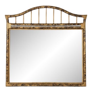 Vintage Alexander & Sheridan Rattan Mantel Mirror, Bespoke Faux Tortoiseshell Finish, Hollywood Regency - Newly Painted For Sale