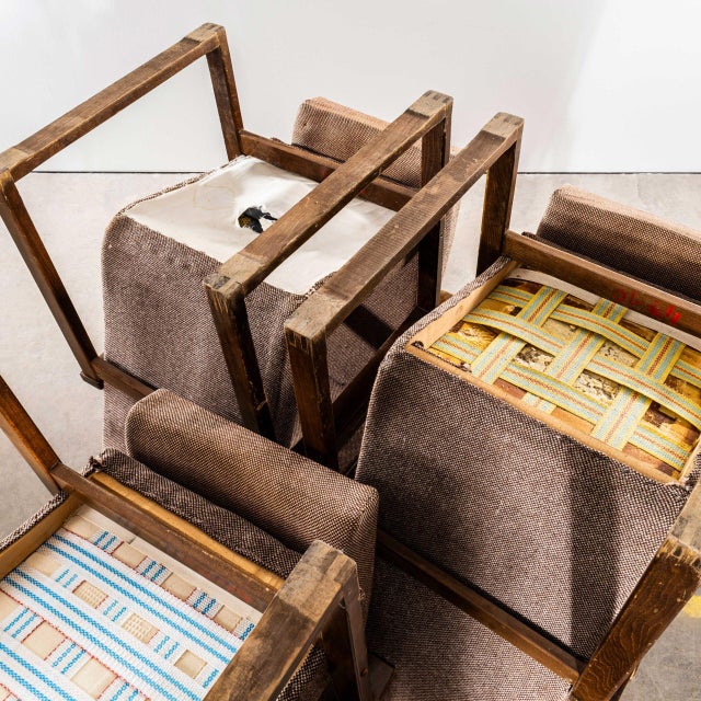 Brown Vintage Cube Lounge Chair, 1950s For Sale - Image 8 of 11