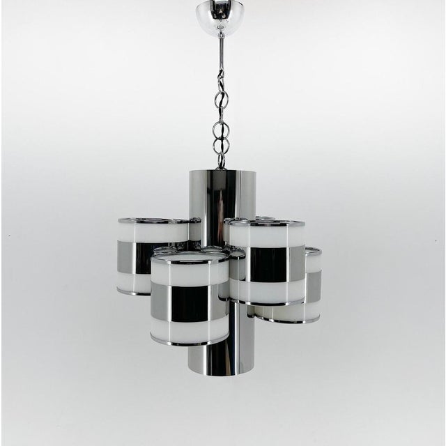 Mid-Century Italian Chrome Chandelier, 1960's For Sale - Image 3 of 15