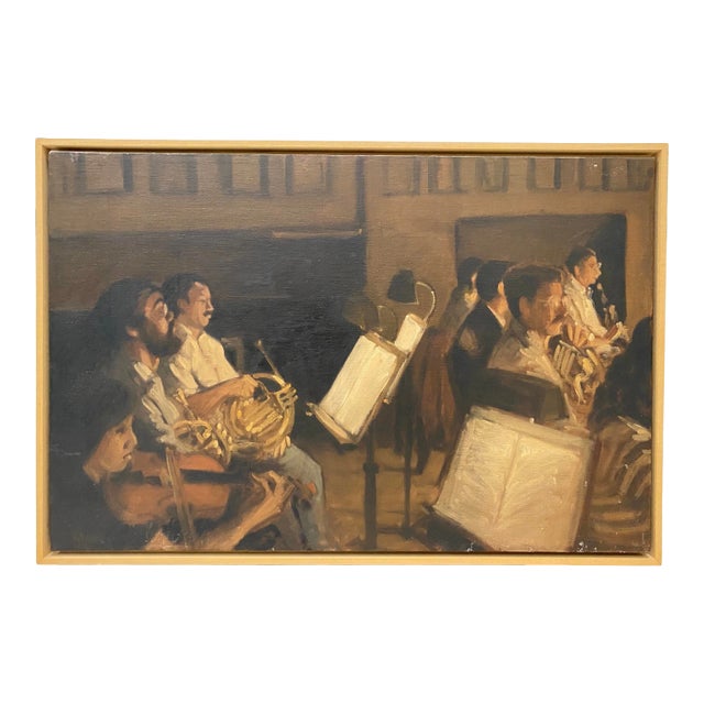 Vintage Oil Painting "Strings and Brass" Symphony Oil Painting C.1989 For Sale