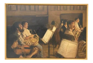 Vintage Oil Painting "Strings and Brass" Symphony Oil Painting C.1989