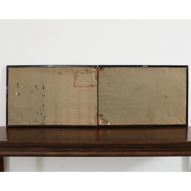 Japanese Meiji Two Panel Screen Flowering Autumn Plants For Sale - Image 11 of 12