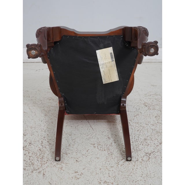 Pair Hickory Chair Co Chippendale Mahogany Upholstered Armchairs For Sale - Image 11 of 12