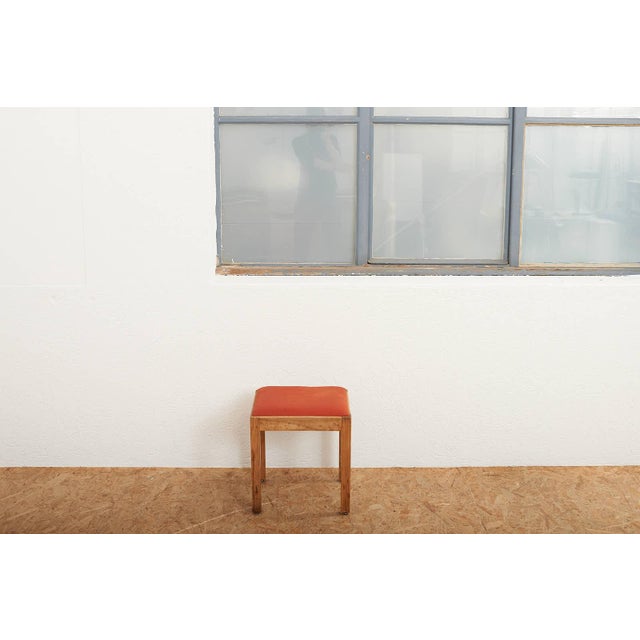 Wooden Stool with Red Seat Cushion from Horgenglarus For Sale - Image 9 of 10