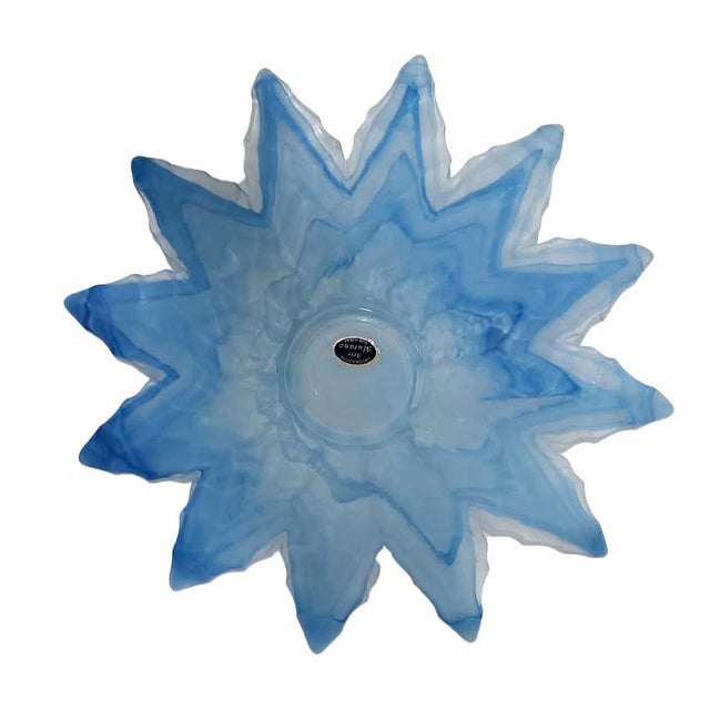 15" Vintage 1970s Lavorazione Arte Murano Powder Blue Splash Centerpiece Bowl For Sale In Las Vegas - Image 6 of 10