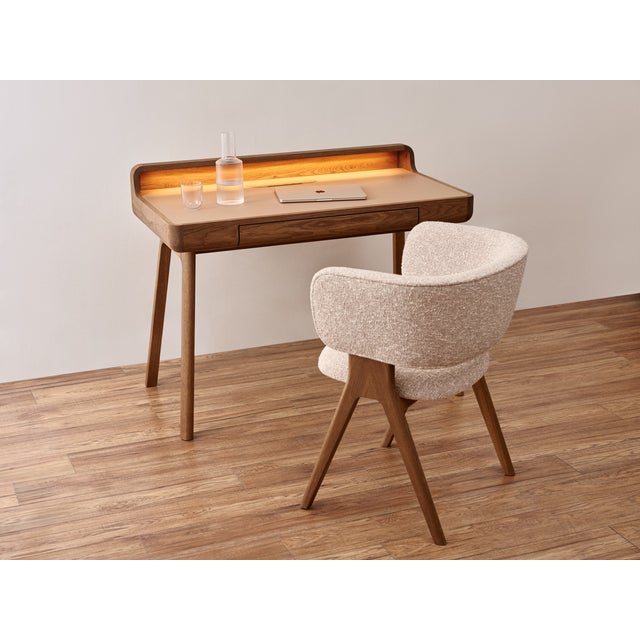 Y Armchair – Solid European Oak, Brown Oil, Bouclé Upholstery For Sale - Image 4 of 4