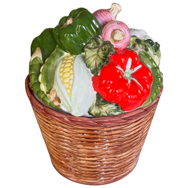 Mid-Century Made in Japan Trompe L’Oleil Basket of Vegetables For Sale - Image 15 of 15