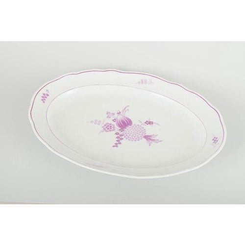 Meissen, Germany Oval dish, 1930s. Large hand-painted oval porcelain serving dish decorated with lilac floral compositions...