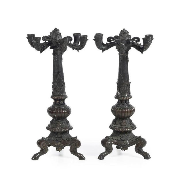 19th Century Bronze Candelabras, Set of 2 For Sale - Image 6 of 6