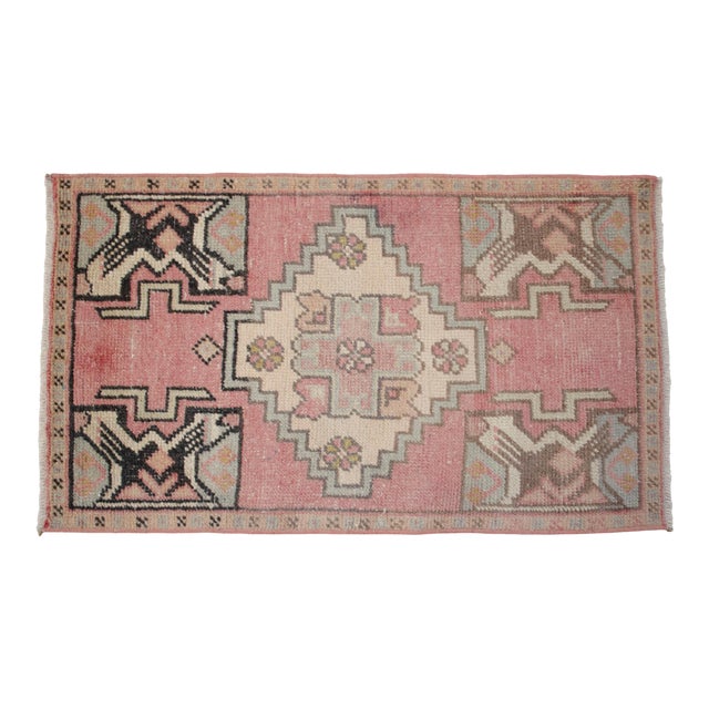 1970s Small Rug, Entryway Rug, Bath Mat, Kitchen Decor, Turkish Rug, Doormat 1'7" X 2'9" For Sale