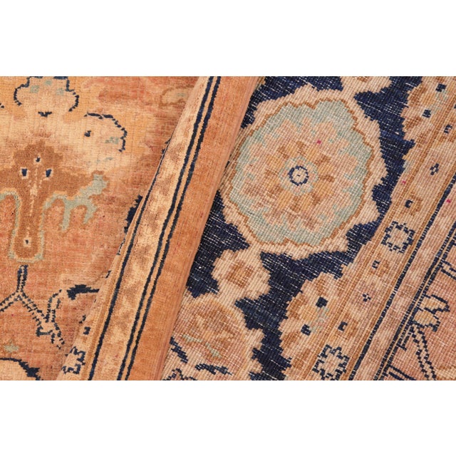 Brown 1990s Bohemian Ziegler Rose Blue Hand-Knotted Wool Rug - 6'0'' X 9'3'' For Sale - Image 8 of 8