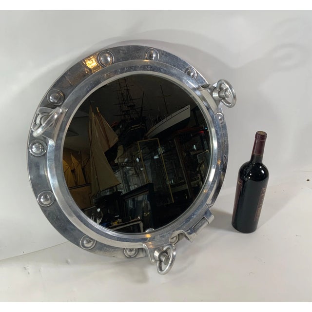 1970s Aluminum Ship’s Porthole Mirror For Sale - Image 5 of 11