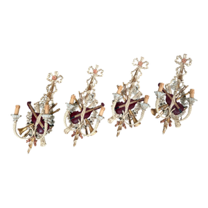 Late 20th Century Set of Four French Style Gilt Music Theme Wall Sconces