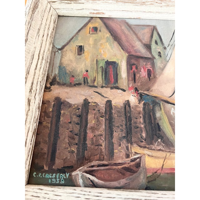 Coastal Oil Painting Signed 1959 For Sale - Image 9 of 16