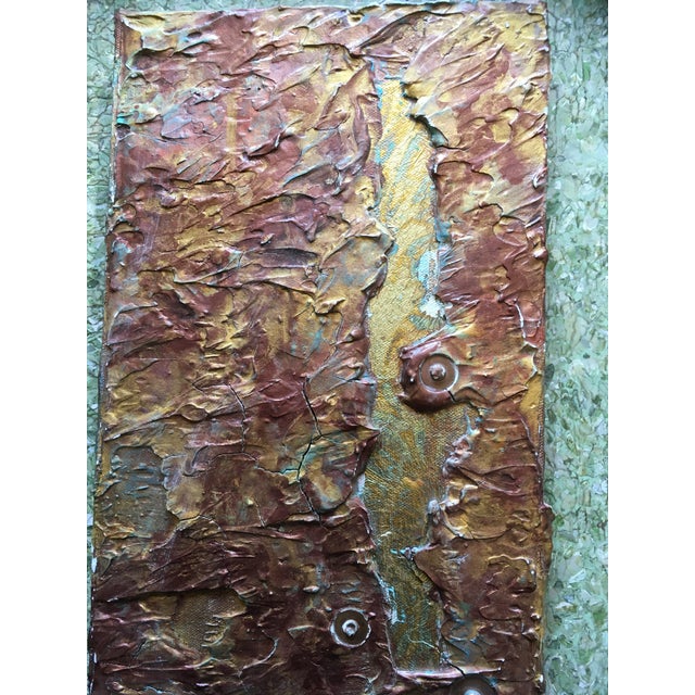Iridescent Impasto Vintage Original Abstract Expressionist 16” Painting Wear Cracks For Sale - Image 6 of 6
