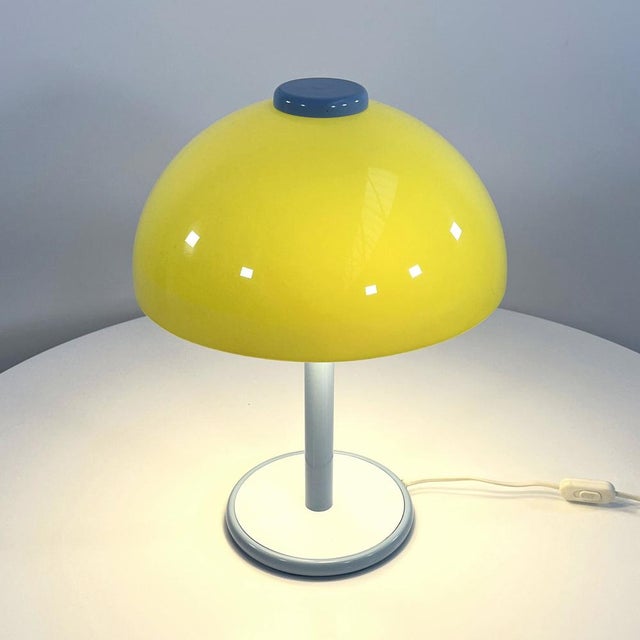 Blue Postmodern Blue & Yellow Table Lamp in Metal & Plastic, 1980s For Sale - Image 8 of 8
