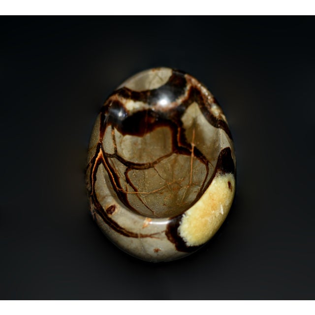 Septarian Bowls African Gemstone With Yellow Crystals Set of 2 For Sale - Image 9 of 12