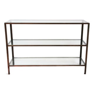 Industrial Mesco Wire Glass & Iron Shelf / Console Table For Sale
