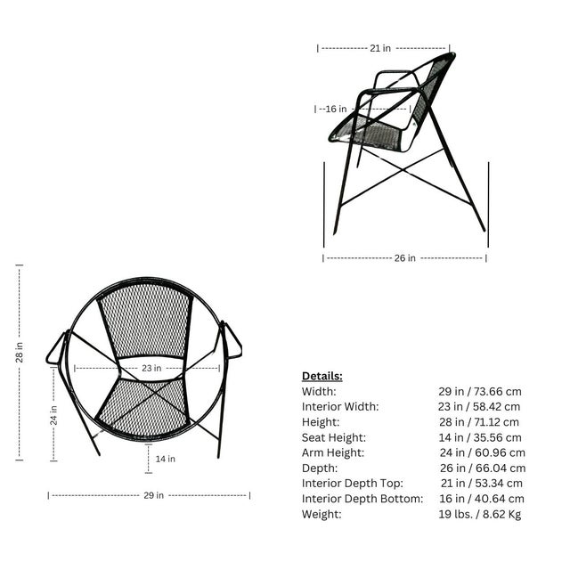 Metal 1950s Mid Century Modern Clam Shell Outdoor Chairs, Attributed - Set of 4 For Sale - Image 7 of 7